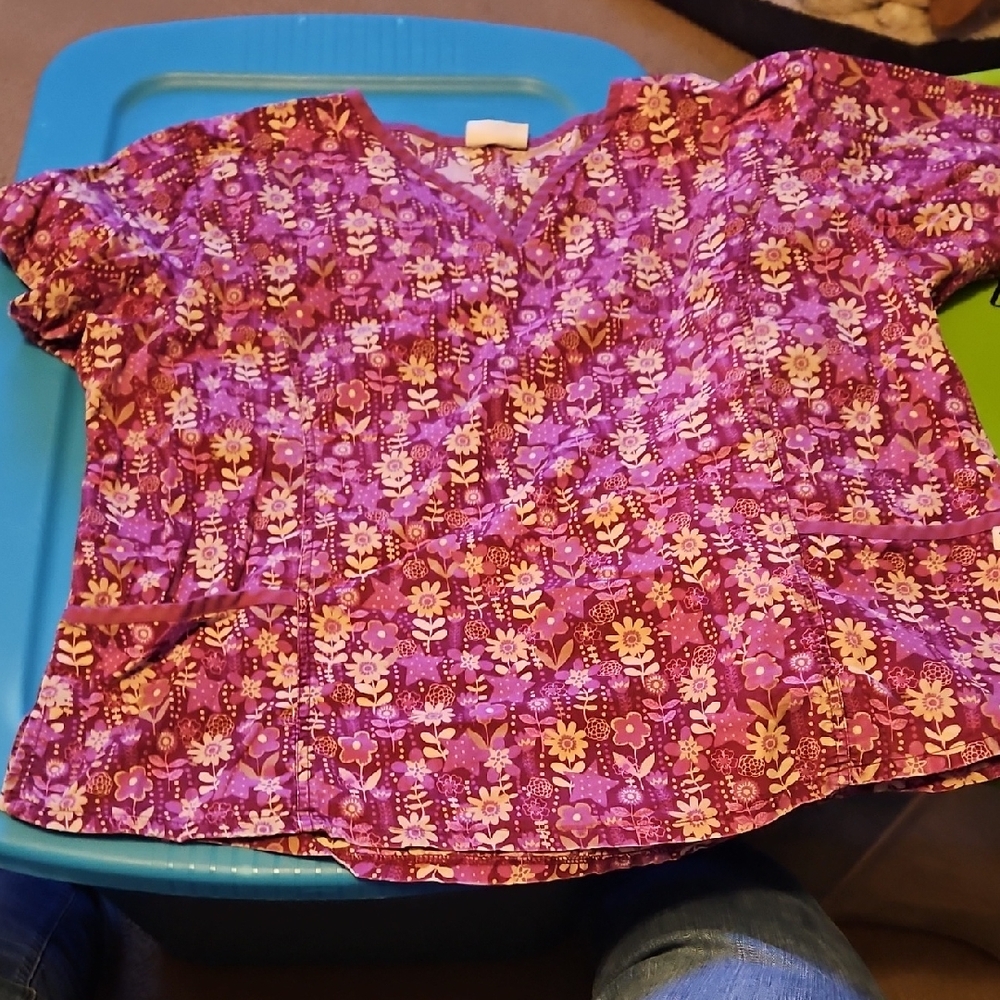 UA Scrubs Vivid Purple Floral Blouse